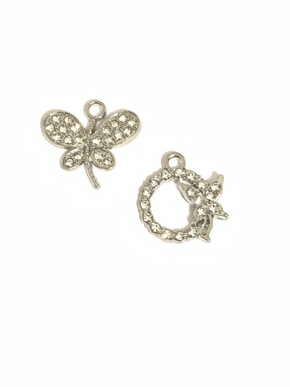 Delicate Silver Crystal Butterfly Charm Set